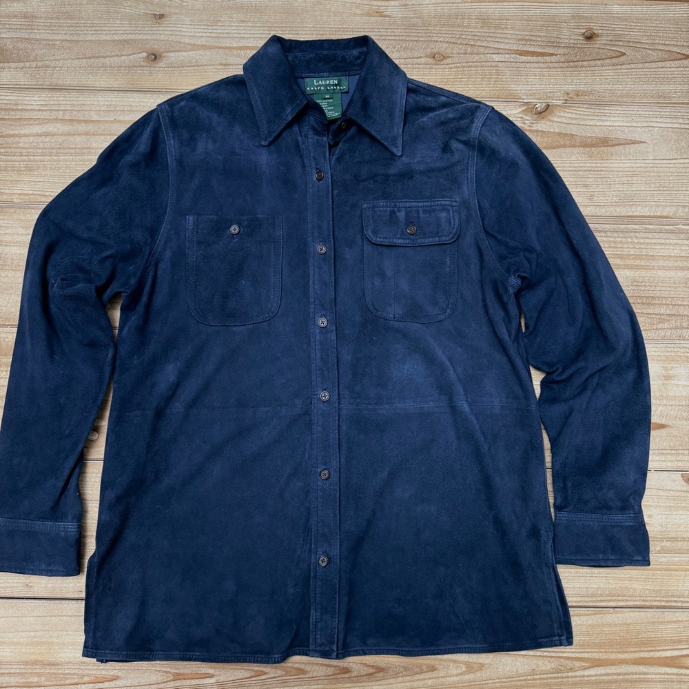 Ralph Lauren Genuine Suede Shirt Jacket in Navy Blue | Size S - butter soft